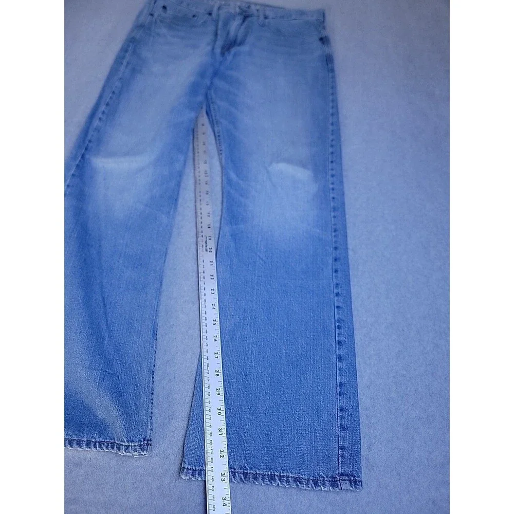 American Eagle Jeans Mens‎ 34x34 (36x33) Baggy Straight Blue Distressed Mid Rise
